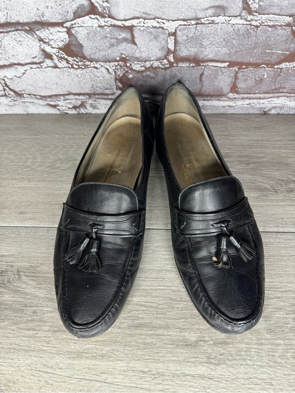 Bally Of Switzerland Black Leather Tassel Dress Loafers Shoes Men Sz 9.5M US/43